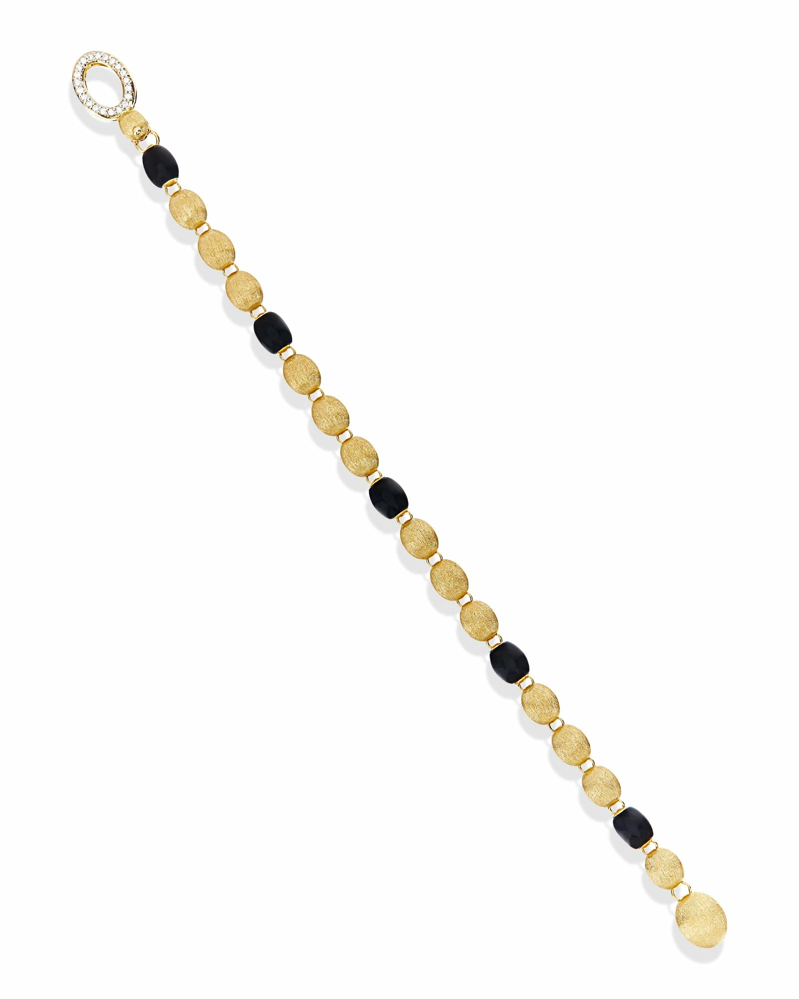 "IVY" Gold Bracelet With Black Onyx Boules And Diamonds 5 "IVY" Gold Bracelet With Black Onyx Boules And Diamonds - Image 3