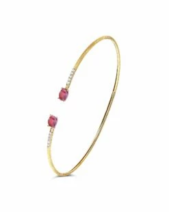 "Tourmalines" Gold, Diamonds And Pink Tourmalines Bangle