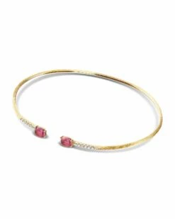 "Tourmalines" Gold, Diamonds And Pink Tourmalines Bangle -Nanis Sales BS4 598 ST L