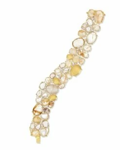 "Ipanema" Yellow Rutilated Quartz, Diamonds And Gold Cuff Bracelet -Nanis Sales BS6 515 ST 1
