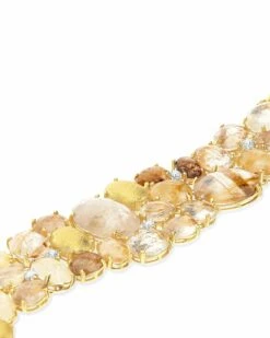 "Ipanema" Yellow Rutilated Quartz, Diamonds And Gold Cuff Bracelet -Nanis Sales BS6 515 ST 4